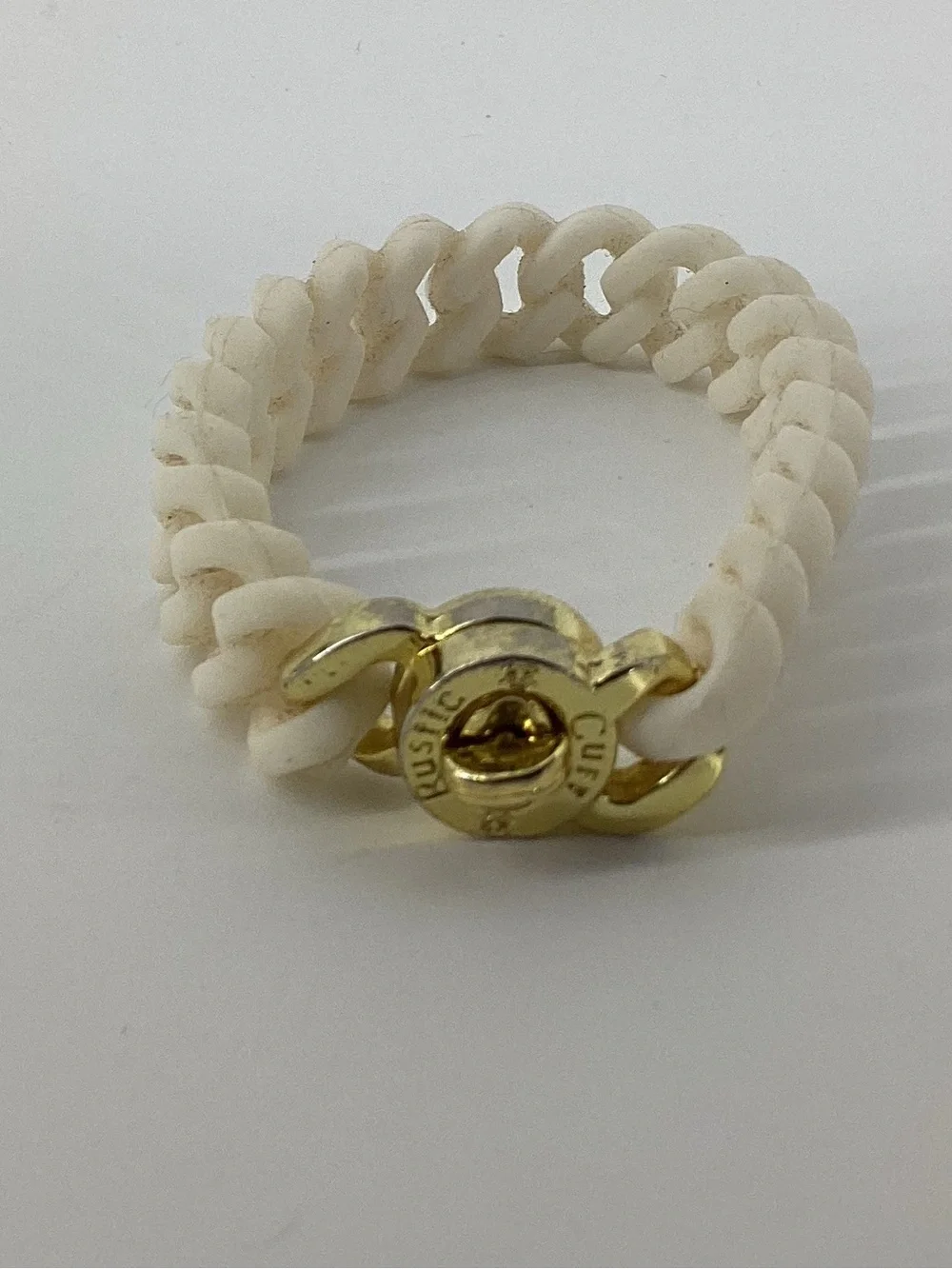Rustic Cuff Pink Silicone Bracelet with Gold Charm